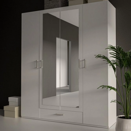 Szafa z lustrem 180 cm z szufladą Biała